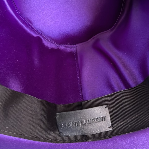 SAINT LAURENT Paris Fedora Satin Colore Parma Vio - NWT - Picture 12 of 14